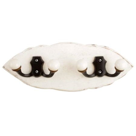 White Black Double Loop Ceramic Iron Wooden Hooks